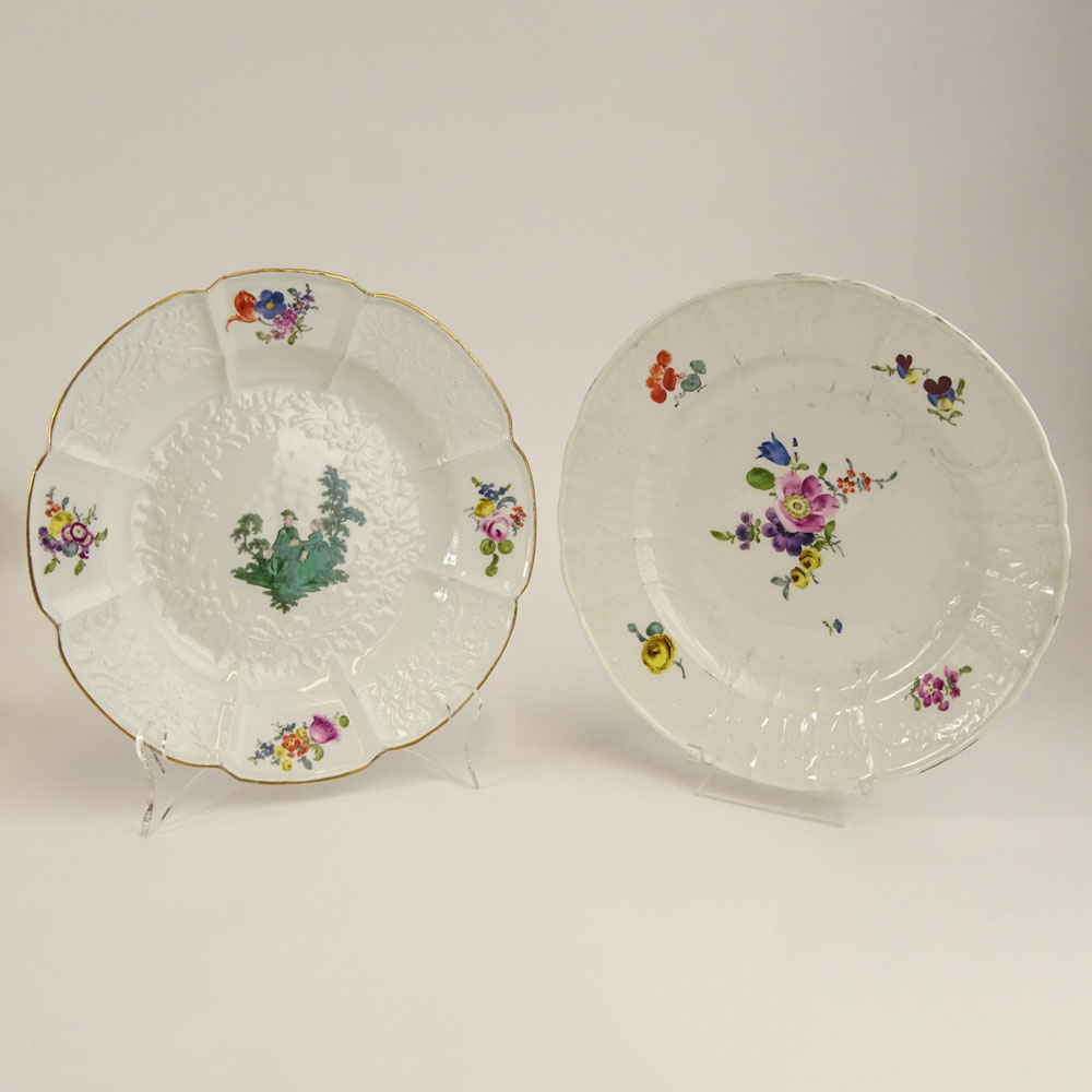 Lot of Two (2) antique hand painted porcelain dishes.