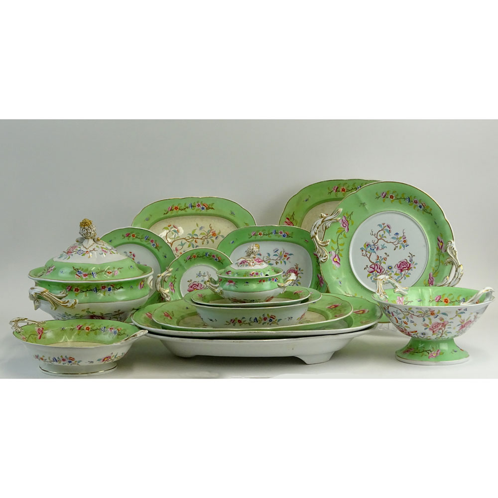 54 piece antique hand painted porcelain partial dinnerware.