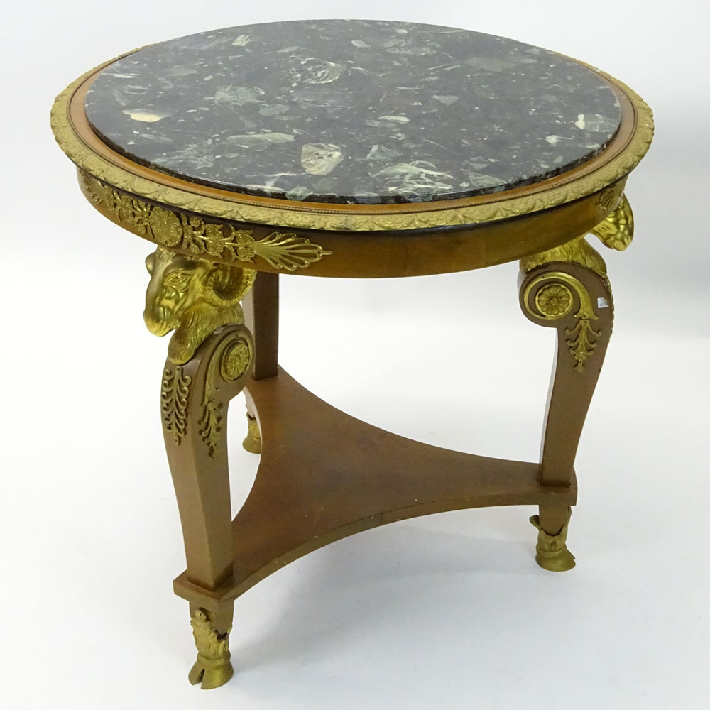 Louis XVl Style Bronze Mounted Marble Top Figural Round Table.