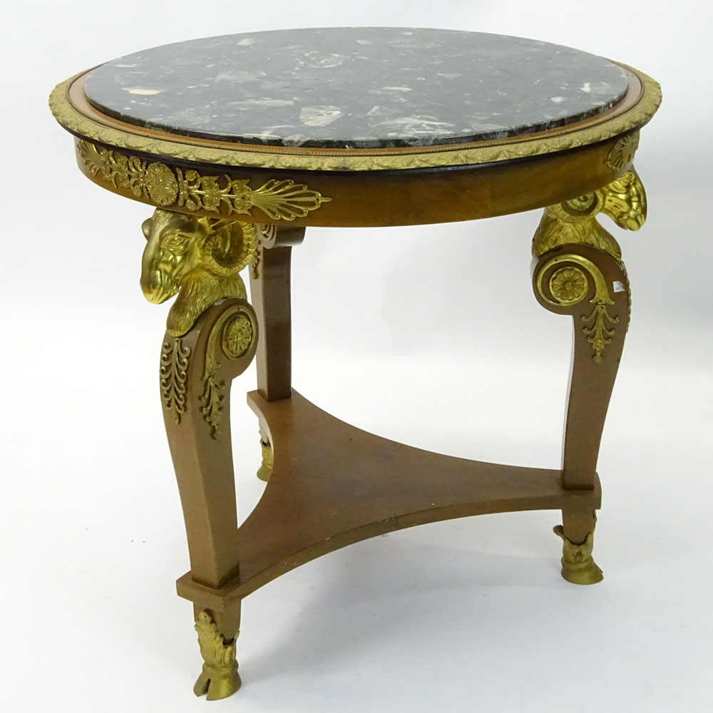 Louis XVl Style Bronze Mounted Marble Top Figural Round Table.