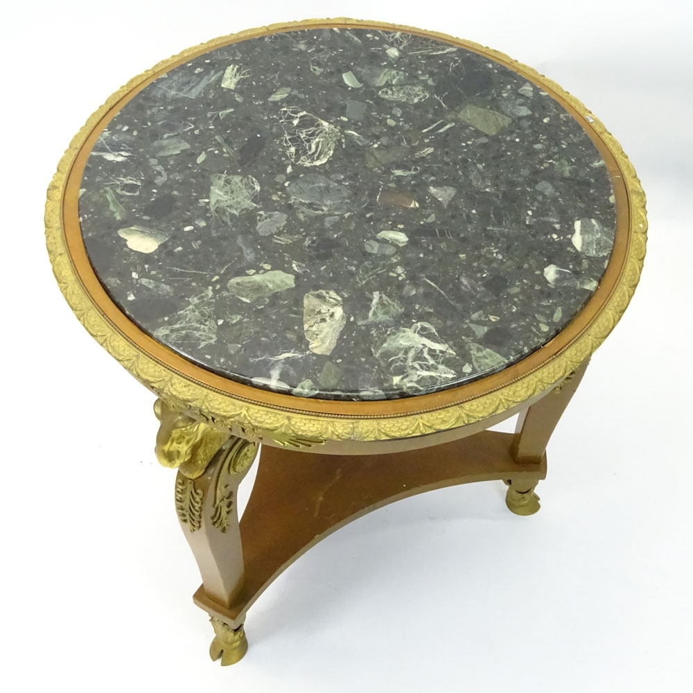 Louis XVl Style Bronze Mounted Marble Top Figural Round Table.