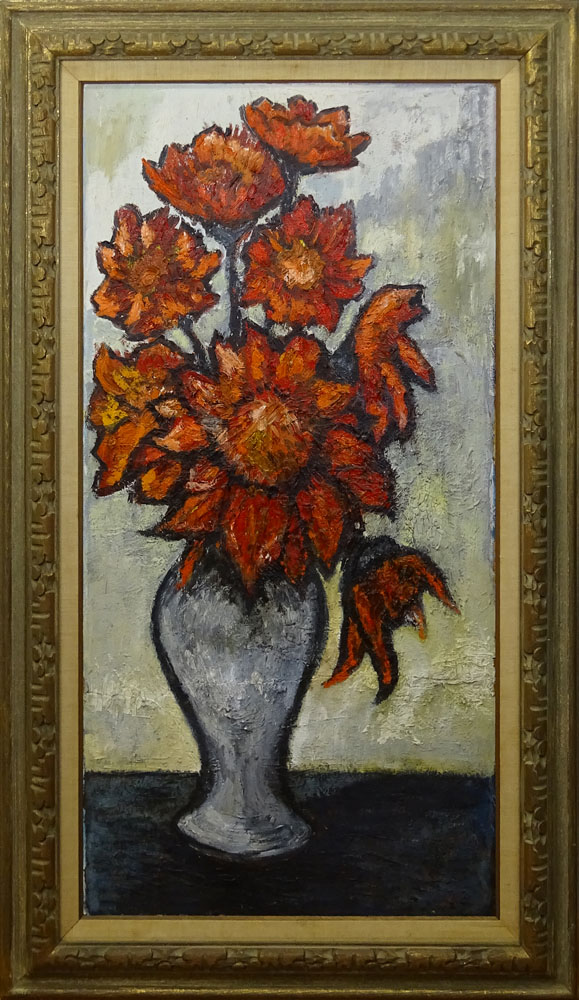 Large Modern Oil on Masonite "Still Life" 