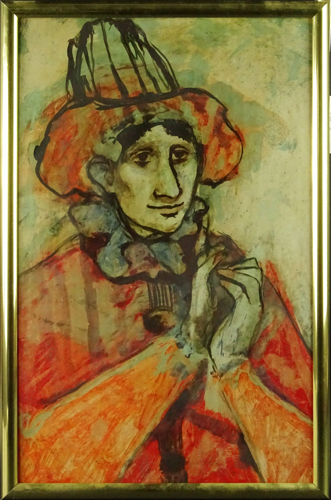 Mid-Century Oil on Cardboard "Man With Hat" Unsigned. 