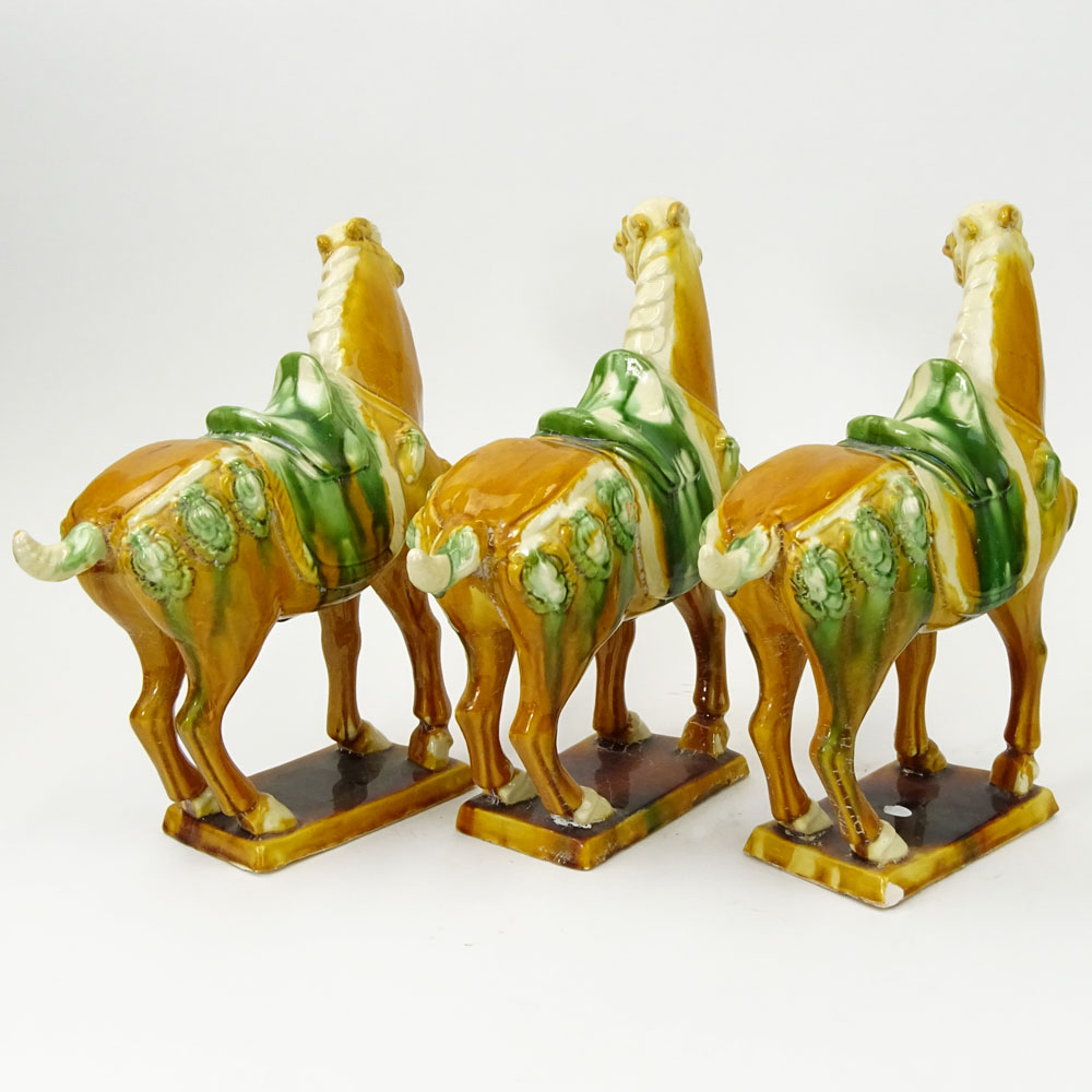 Lot of 3 Modern Tang Style Horses.