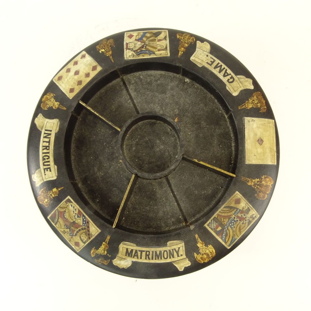 Antique English Papier Mache "Pope Joan" Game Board/wheel. 