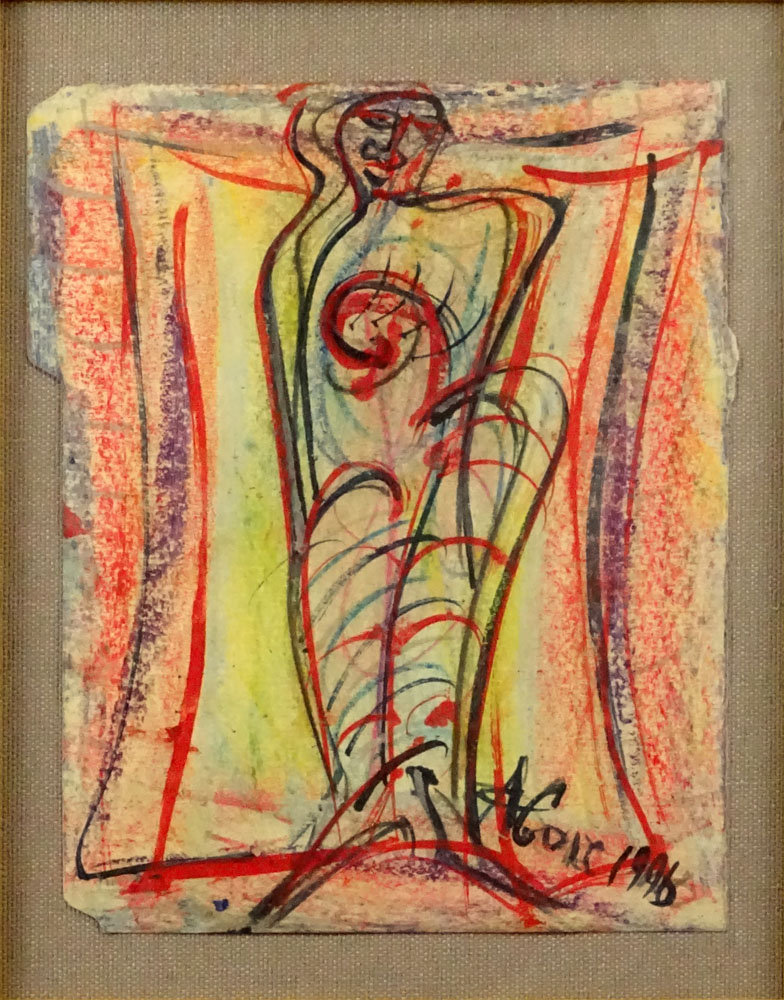 Alexander Gore, American/Russian (b.1958) circa 1996 Mixed Media on File Folder, Nude. 