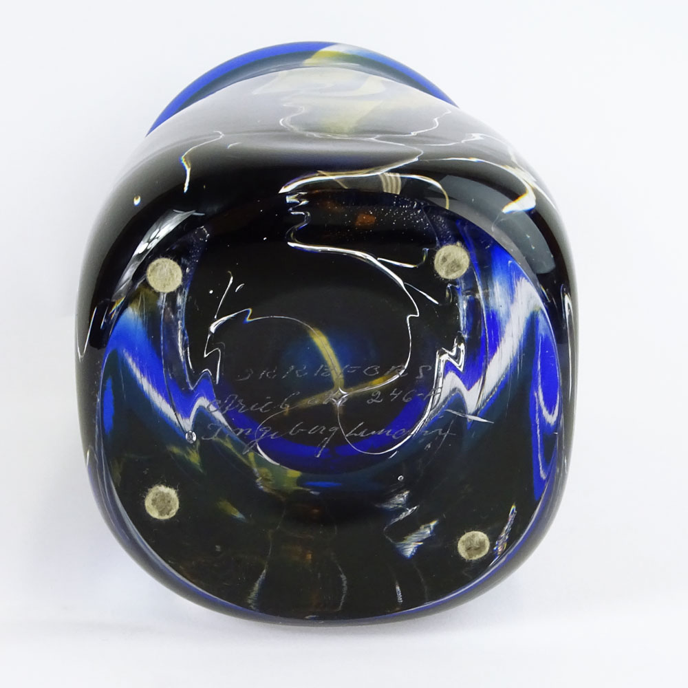 Orrefors Crystal Vase. Interior Faces Motif.