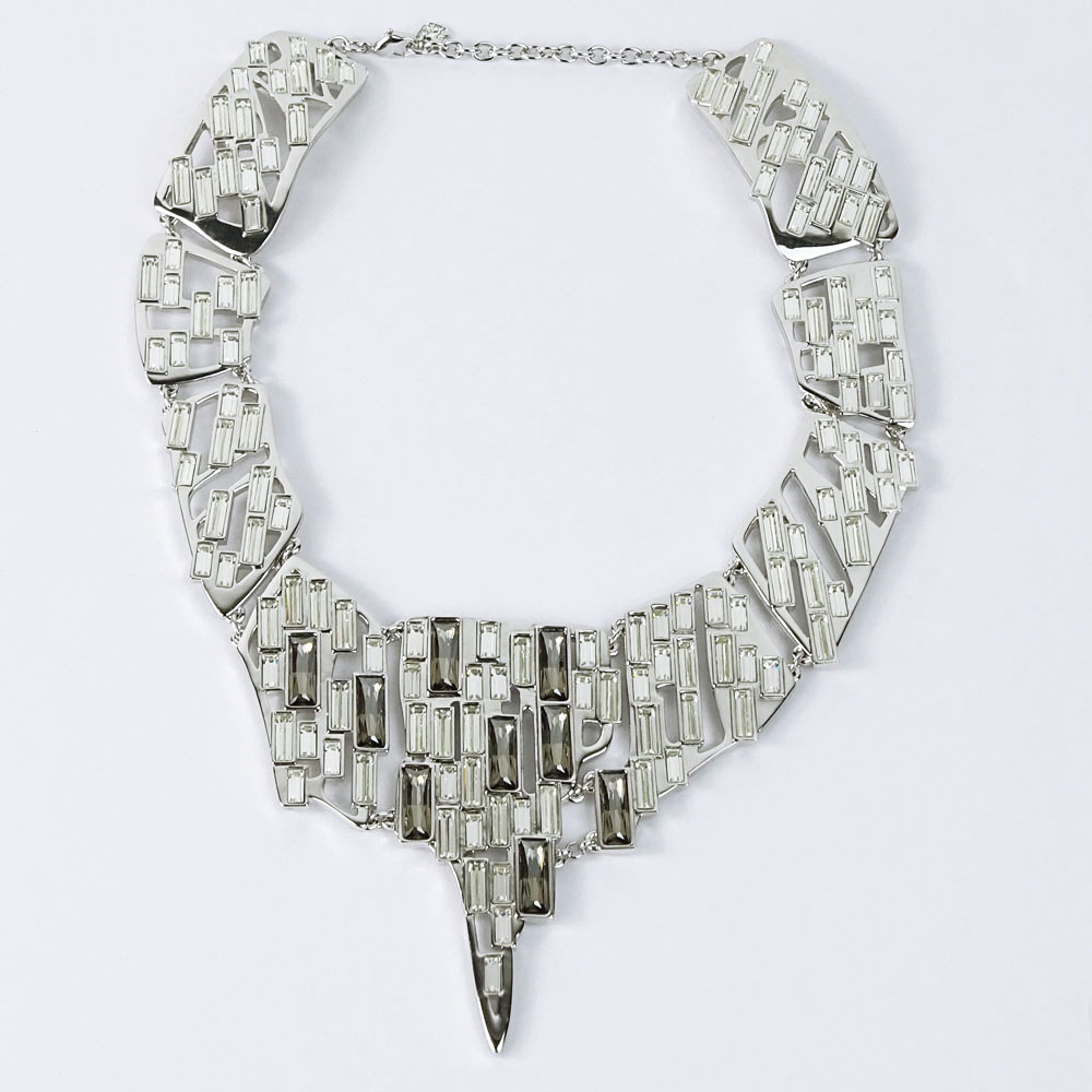 Swarovski Crystal and Silver Tone Statement Necklace in Original Box.