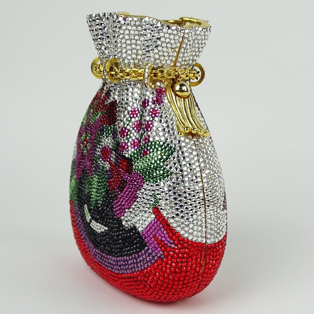 Judith Leiber "Jeweled" Minaudiere Clutch, Drawstring Bag. Signed. 