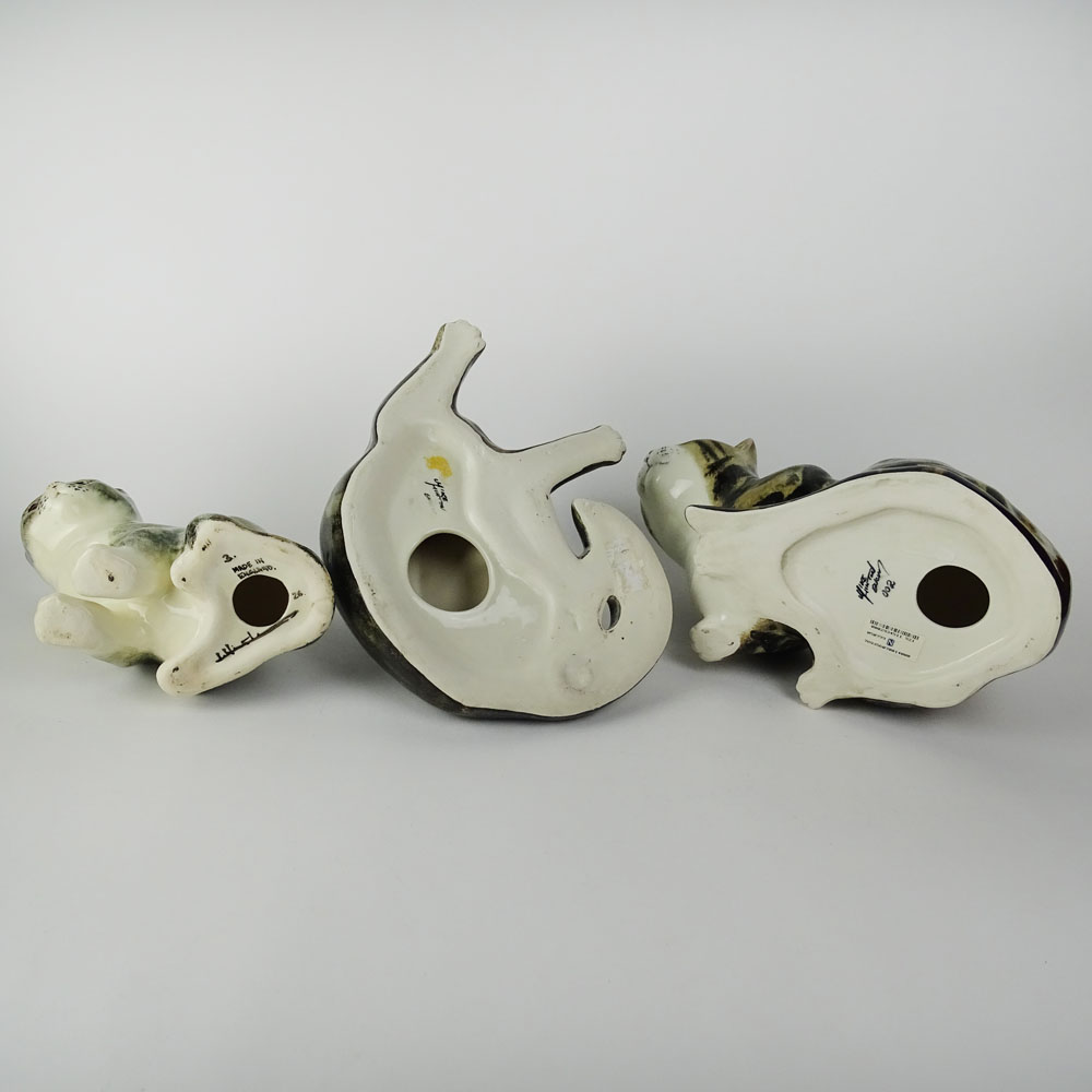 Three (3) Ceramic Winstanley Cats by Mike Hinton with Glass Eyes.