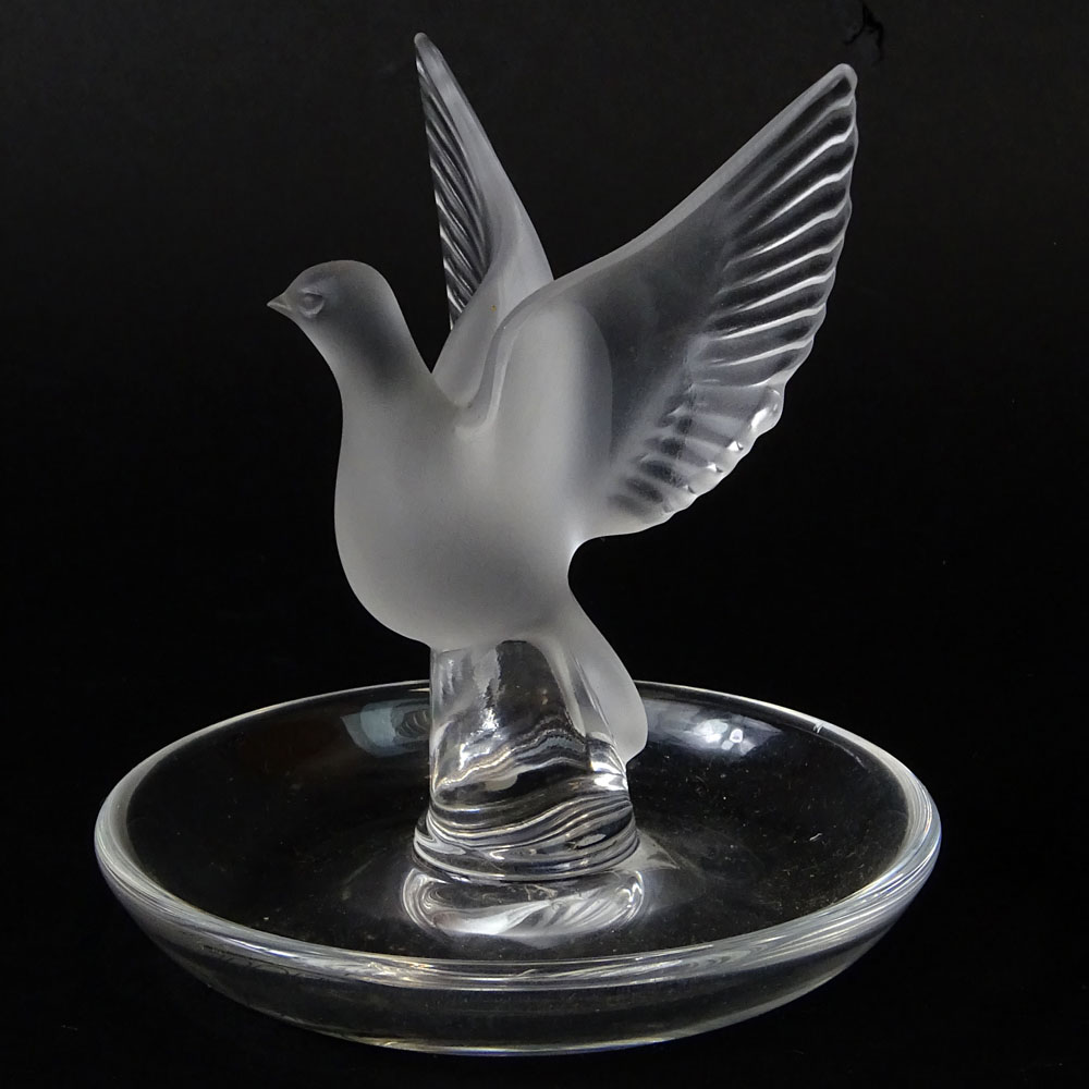 Lot of Three (3) Lalique Crystal Table Top Items. Included a swan ring holder.