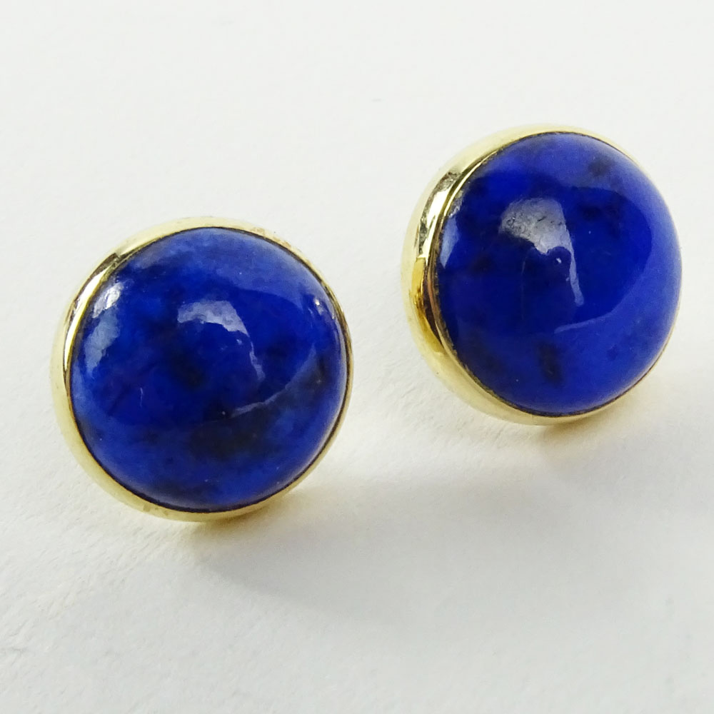 Lot of Miscellaneous Gold Jewelry. Includes: pair of 14K Lapis cabochon earrings; 10K cameo stick pin