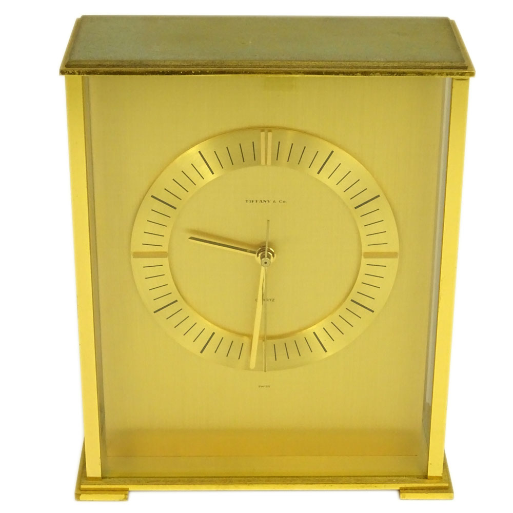 Tiffany & Co. Brass Quartz Clock. Signed Tiffany & Co. Swiss, 2048.