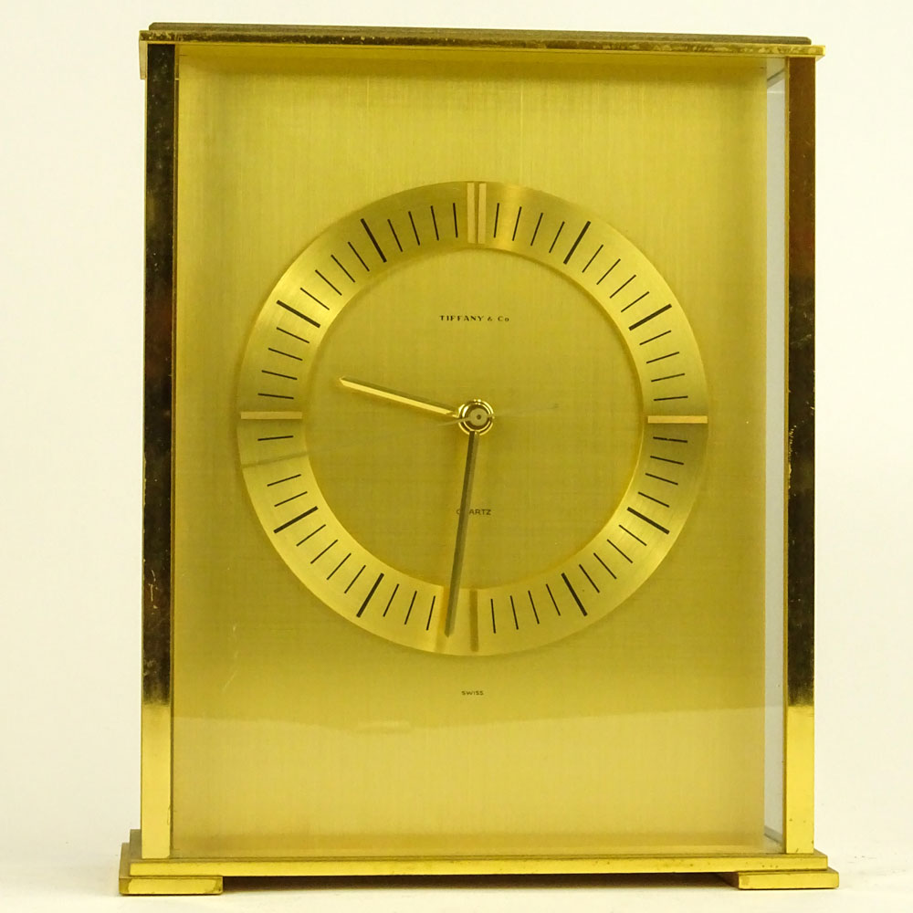 Tiffany & Co. Brass Quartz Clock. Signed Tiffany & Co. Swiss, 2048.