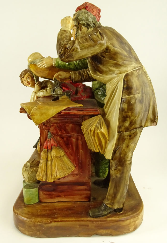 John Rogers (AMERICAN, 1829-1904) Polychrome  Plaster Sculpture, Weighing the Baby.