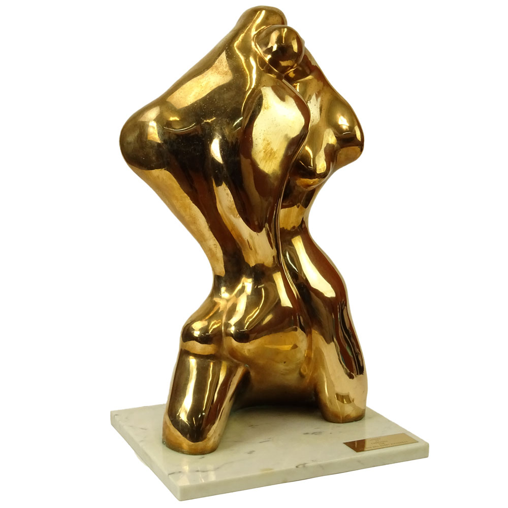 Manuel Carbonell, Cuban/American (born 1918) Bronze Sculpture on marble base "Lovers" 