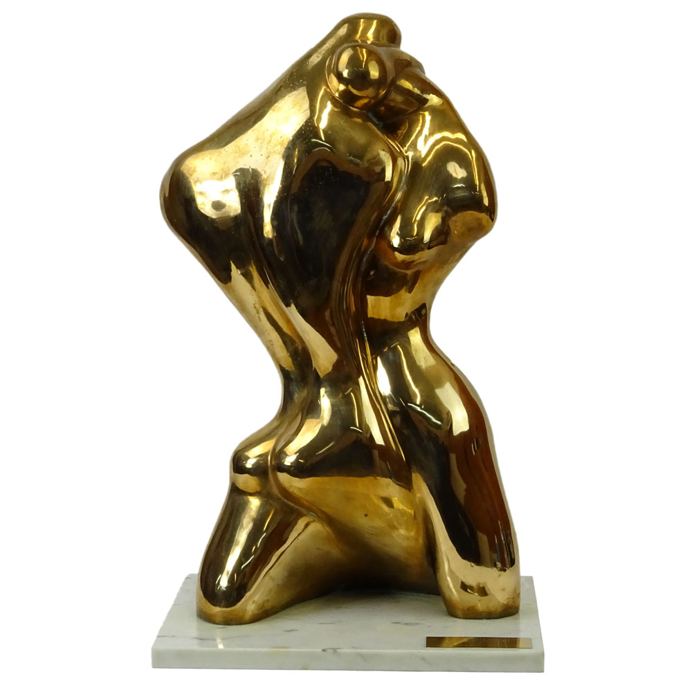 Manuel Carbonell, Cuban/American (born 1918) Bronze Sculpture on marble base "Lovers" 