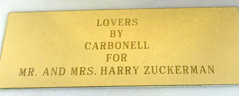 Manuel Carbonell, Cuban/American (born 1918) Bronze Sculpture on marble base "Lovers" 