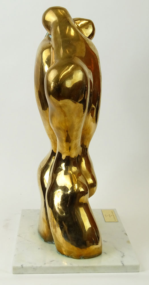 Manuel Carbonell, Cuban/American (born 1918) Bronze Sculpture on marble base "Lovers" 
