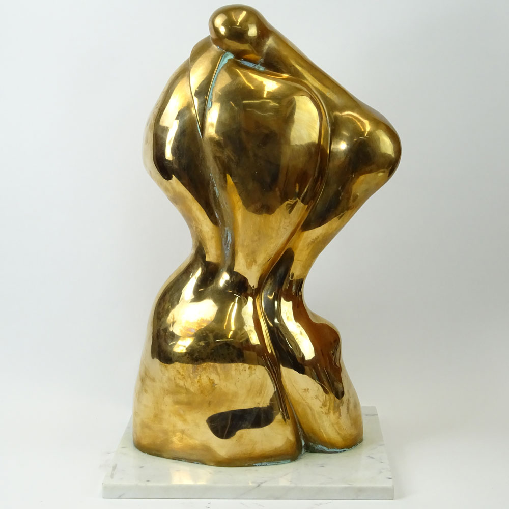 Manuel Carbonell, Cuban/American (born 1918) Bronze Sculpture on marble base "Lovers" 