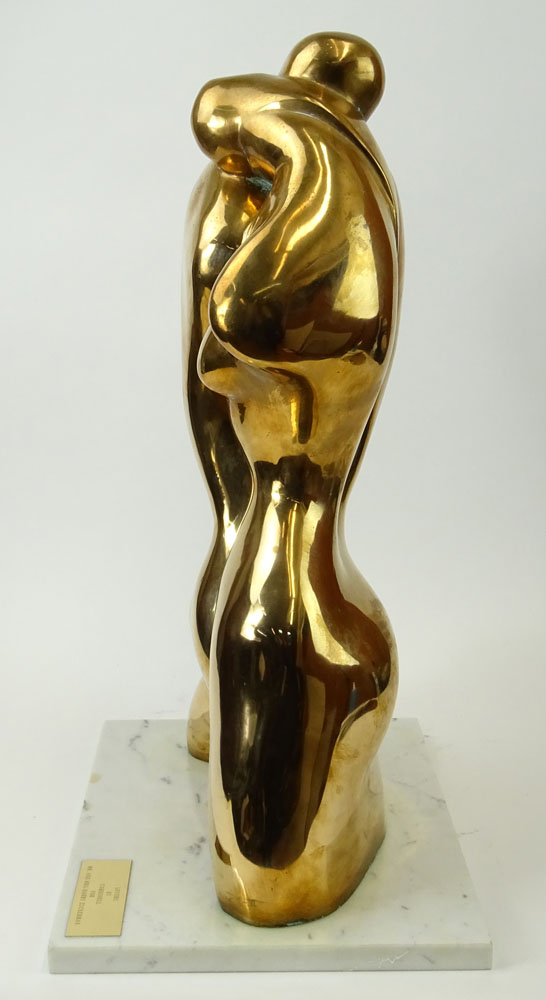 Manuel Carbonell, Cuban/American (born 1918) Bronze Sculpture on marble base "Lovers" 