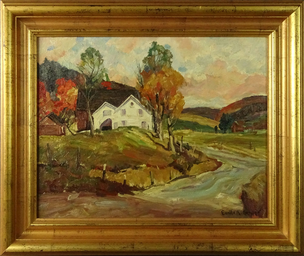 Emile Albert Gruppe, American (1896-1978) Oil on Artist's Board, On the Road to Bakersfield, Jeffersonville, 
