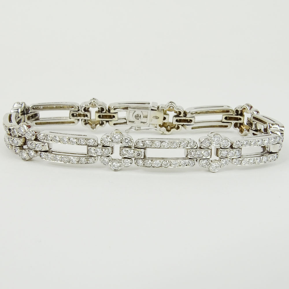 Lady's Approx. 4.0 Carat Round Cut Diamond and 18 Karat White Gold Bracelet.