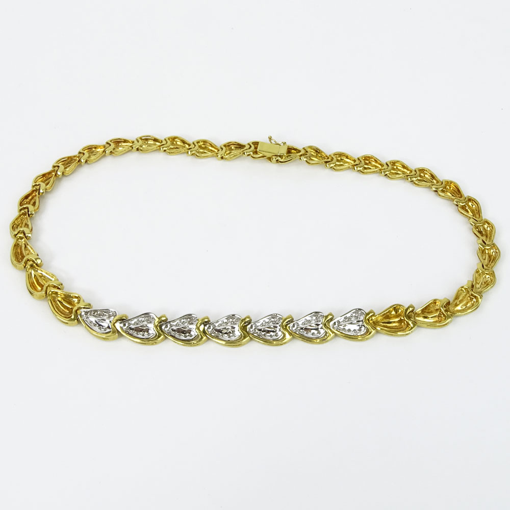 18 Karat Yellow Gold and Approx. 5.0 Carat Round Cut Diamond Necklace.