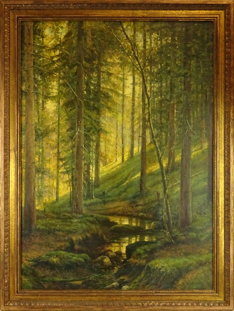 Antique Russian Oil on Canvas "Wooded Landscape" Bears signature I. Shishkin.