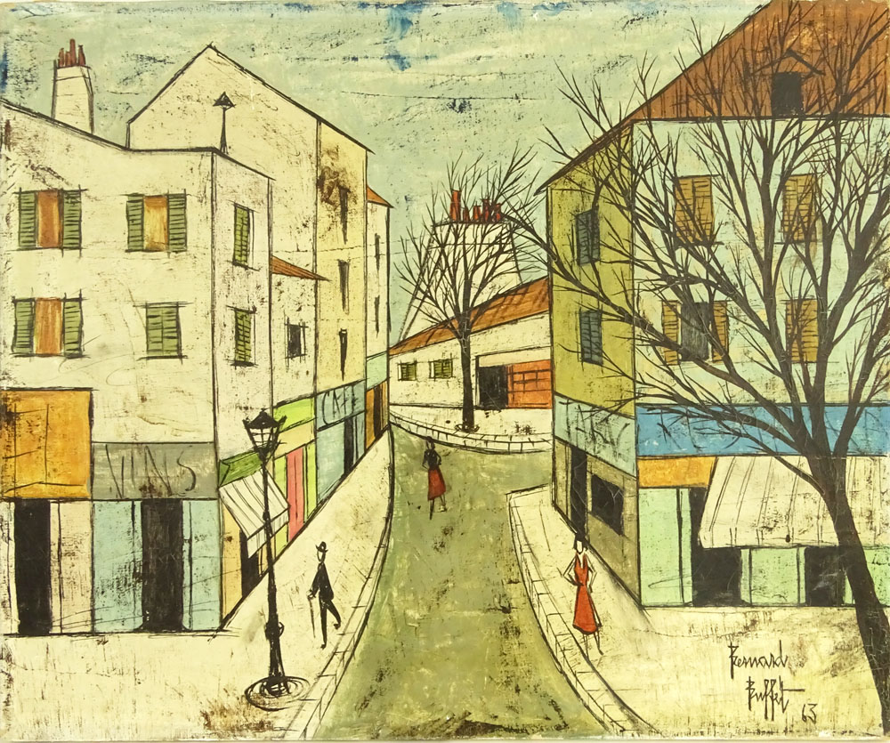 after: Bernard Buffet, French (1928-1999) Circa 1963 Cityscape. 