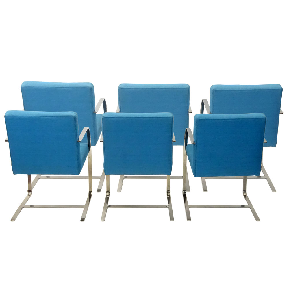 Set of Six (6) Vintage Mies van der Rohe Brno Chairs for Knoll International. Later upholstery.