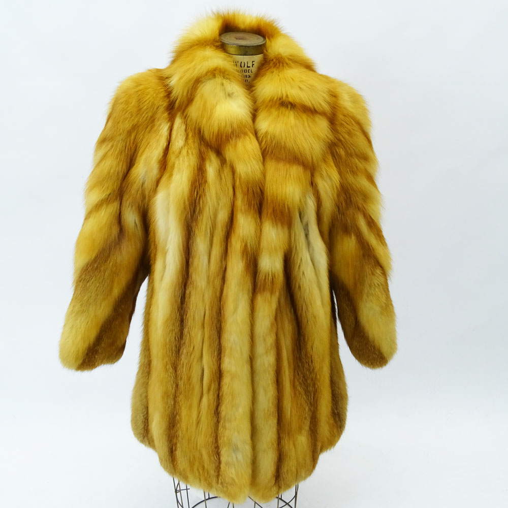 Retro 3/4 Length Red Fox Coat. Lined.