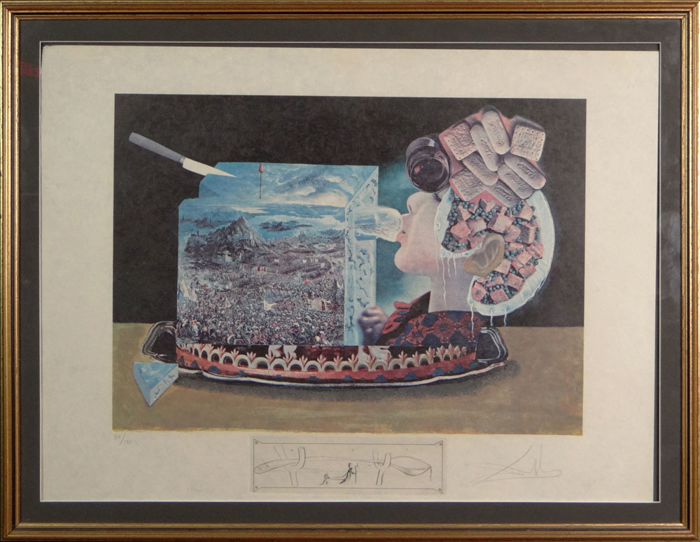 Salvador Dali Spanish (1904-1989) Limited Edition Color Lithograph on Rives Paper from the "Les Diners de Gala" Suite. 