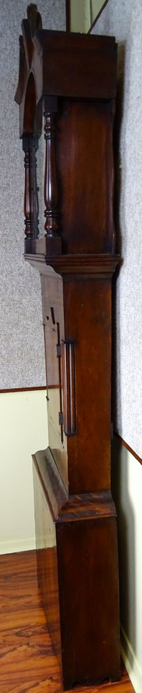 Circa 1820 Scottish Mahogany Tall Case Clock With Painted Moon Phase Dial.