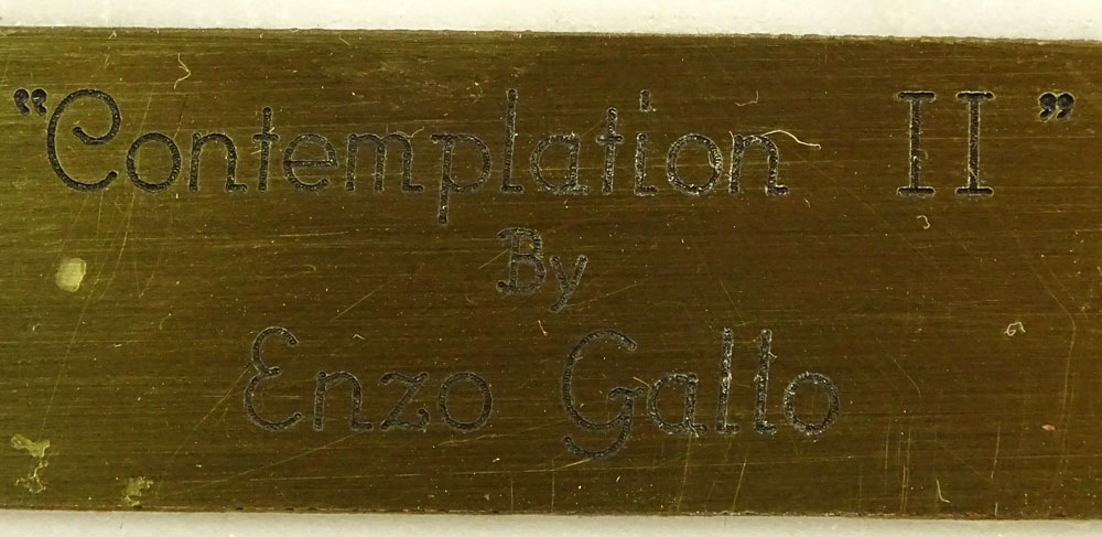 Enzo Gallo Carved Marble Sculpture on Marble base and Pedestal "Contemplation II".