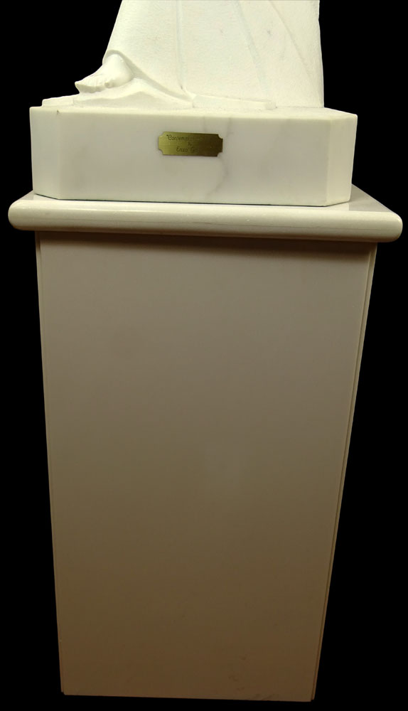 Enzo Gallo Carved Marble Sculpture on Marble base and Pedestal "Contemplation II".