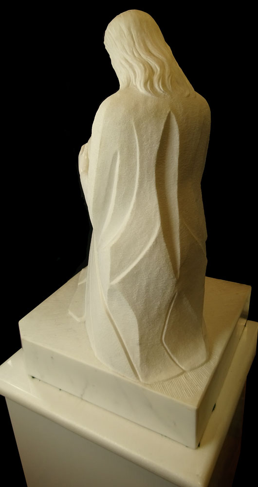 Enzo Gallo Carved Marble Sculpture on Marble base and Pedestal "Contemplation II".