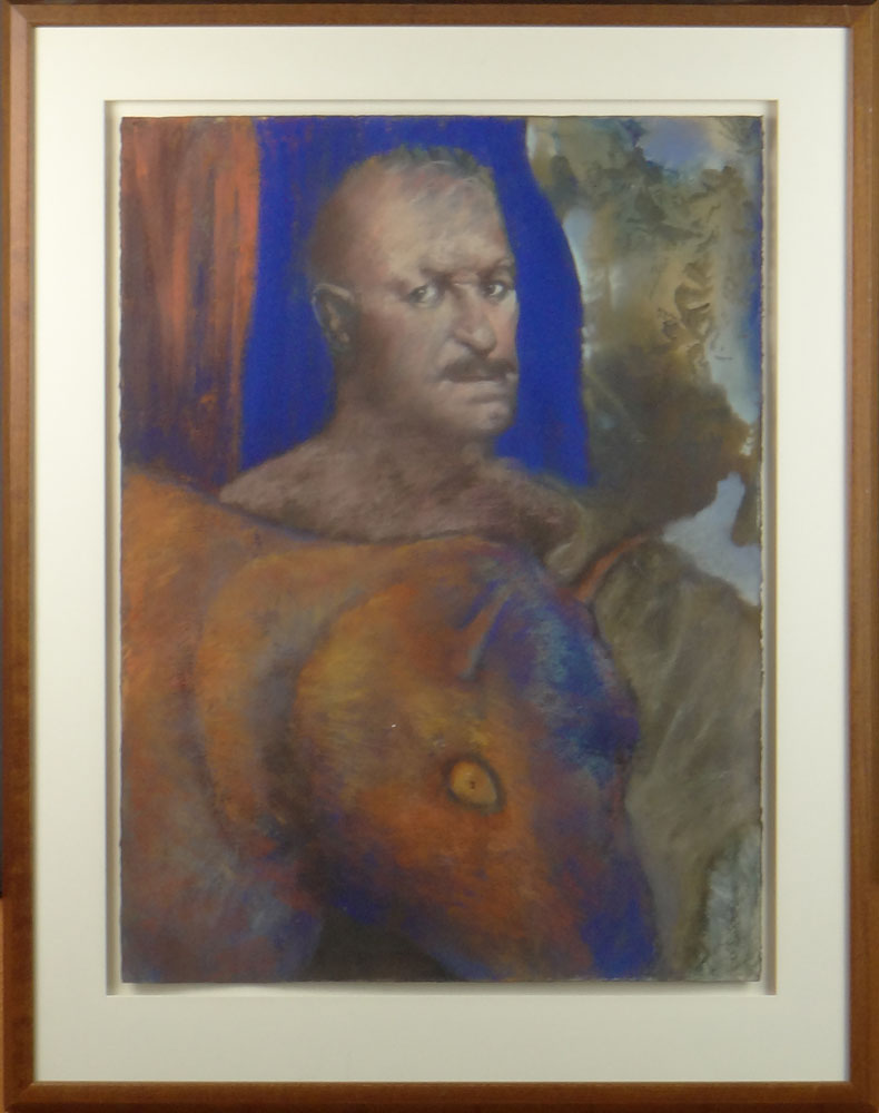 Joan Stolz, American (Contemporary) 1985 Pastel on Paper "St. George and the Red Hot Copper Ball".
