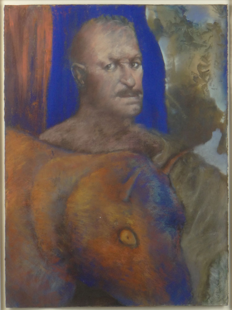 Joan Stolz, American (Contemporary) 1985 Pastel on Paper "St. George and the Red Hot Copper Ball".