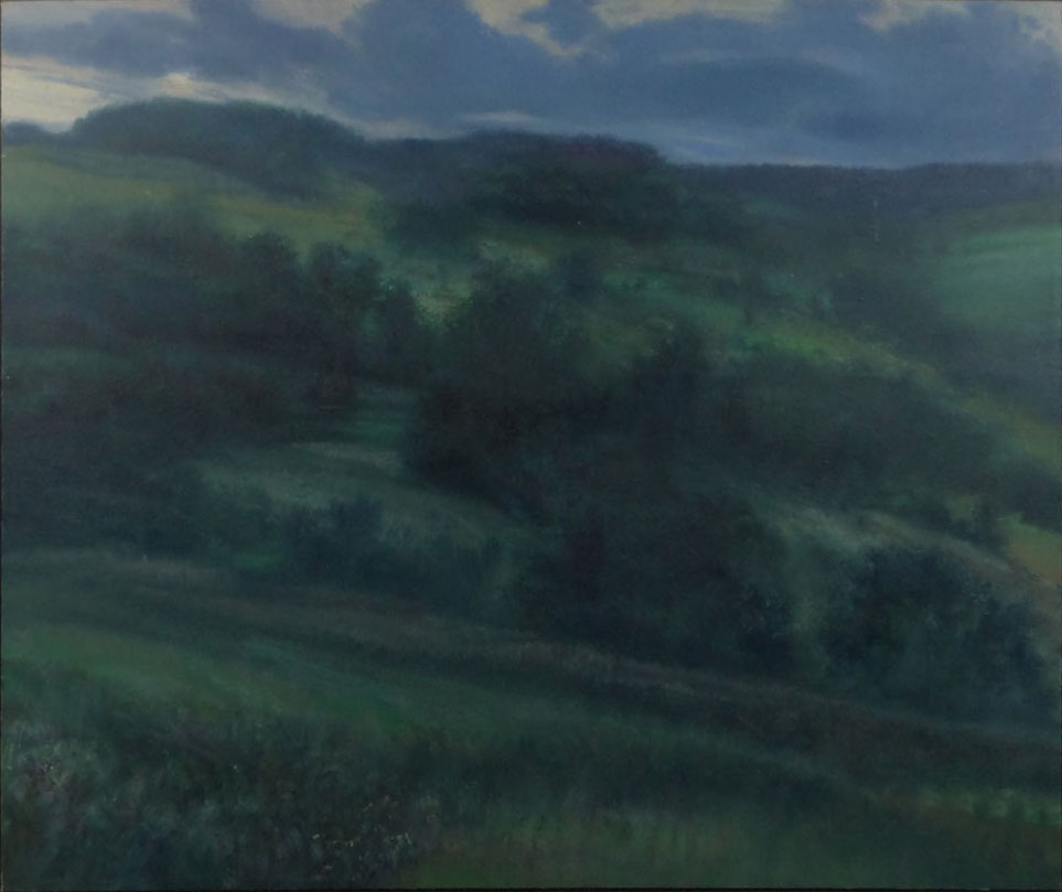John Gundelfinger, American (born 1937) 1980 Oil on Canvas "Ashbury Sunset from Carl's Deep Meadow". 
