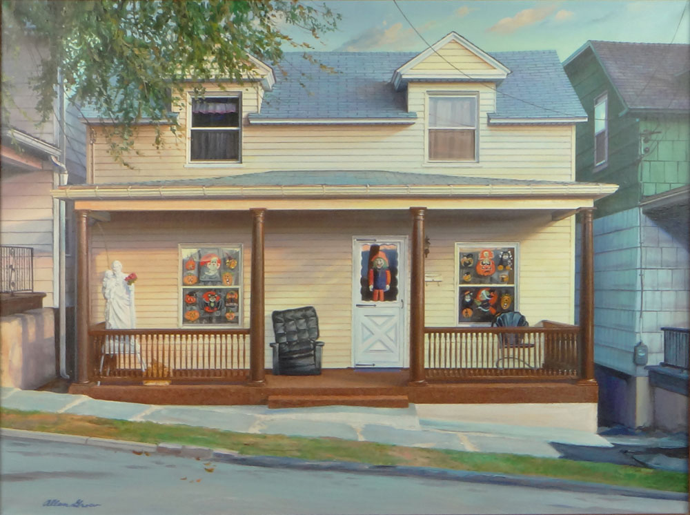 Allan Grow, American (contemporary) Oil on Canvas "Front Porch, Halloween".