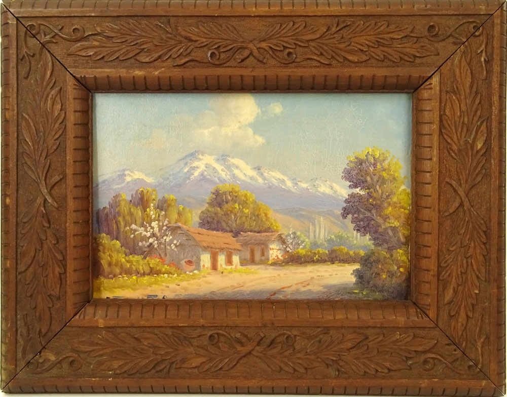 Alfredo Lobos, Chilean (1890-1917) Oil on canvas "Mountain Landscape"