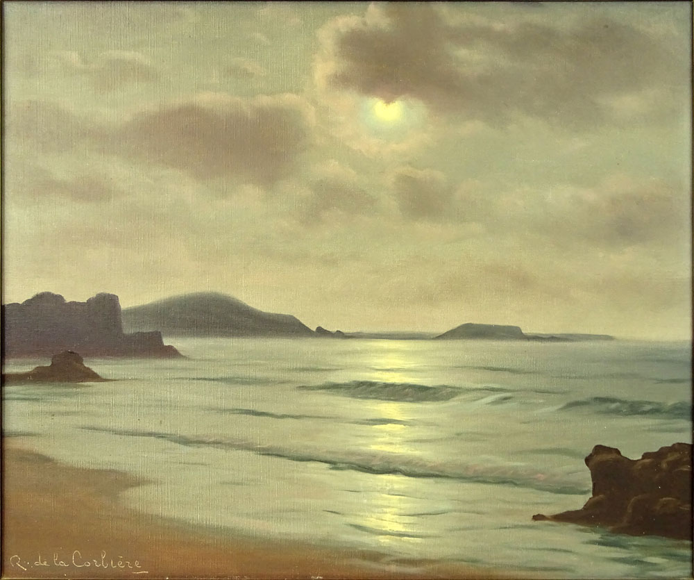 Roger de la Corbière, French (1893-1974) Oil on canvas "Coastal Sunset"