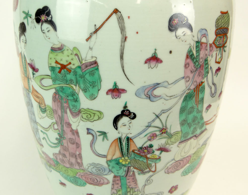 19/20th Century Chinese Famille Rose Porcelain Baluster Vase.