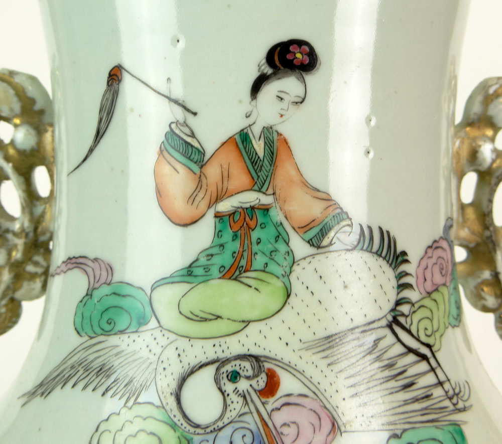 19/20th Century Chinese Famille Rose Porcelain Baluster Vase.