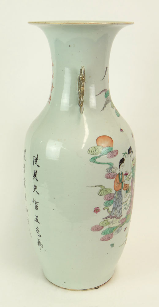 19/20th Century Chinese Famille Rose Porcelain Baluster Vase.