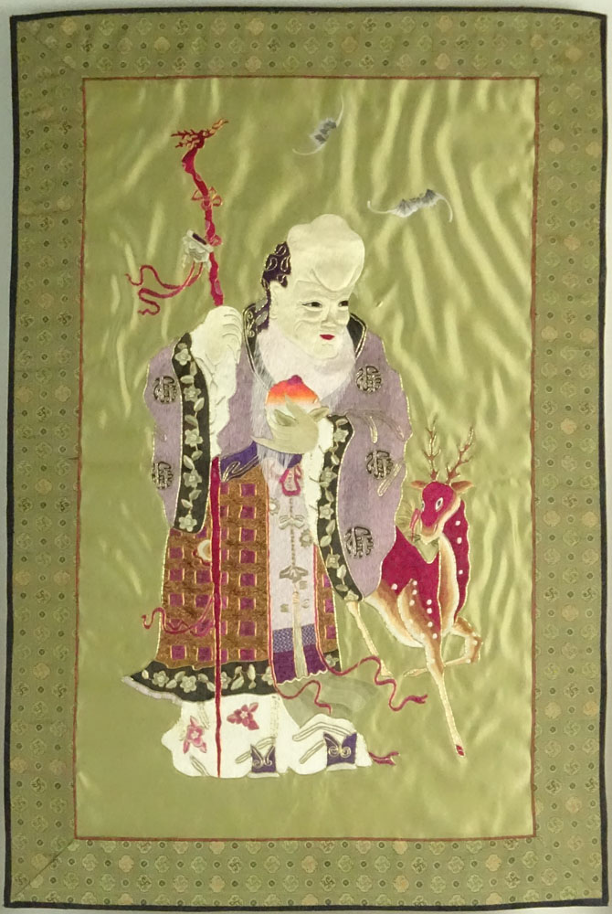 Early to Mid 20th Century Chinese Embroidery on Silk.