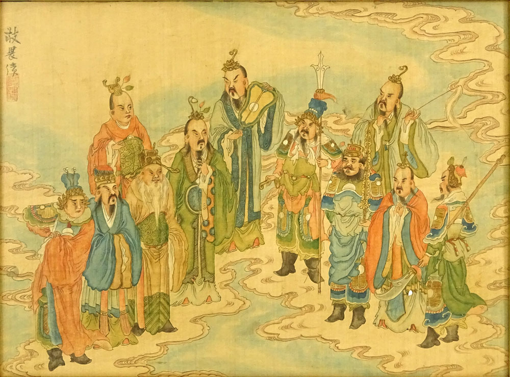 Collection of Twelve (12) 20th Century Chinese Watercolors on Silk.