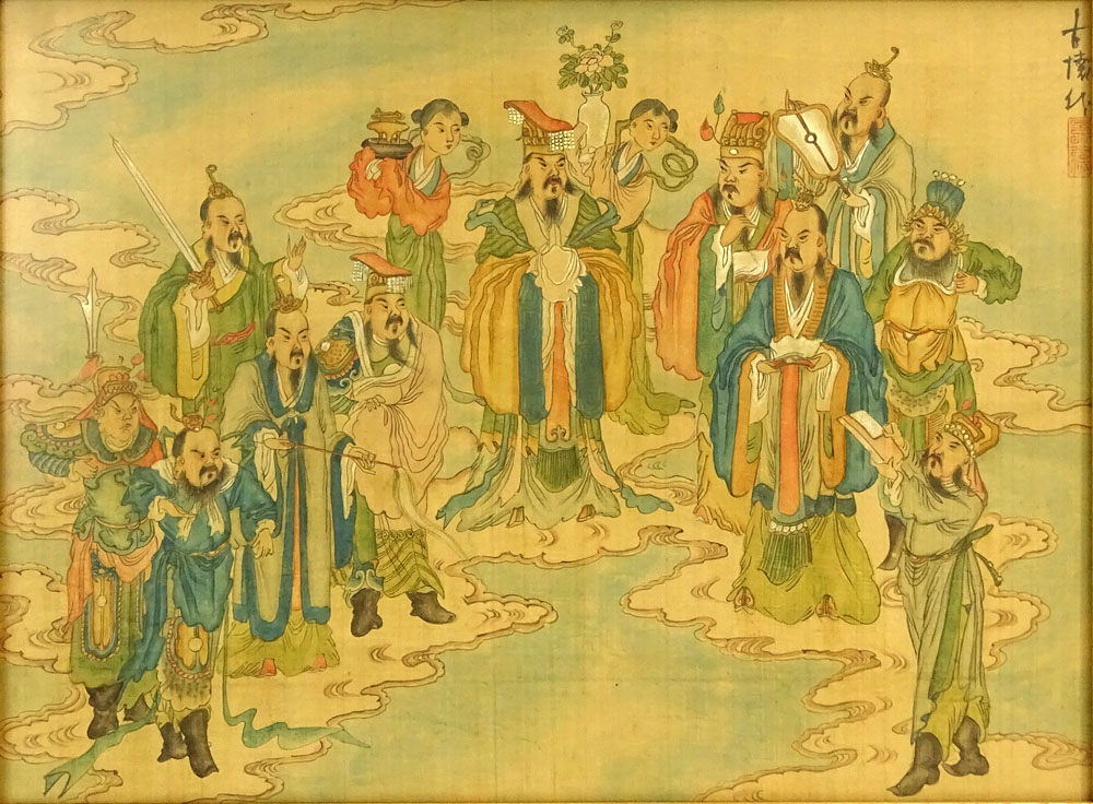 Collection of Twelve (12) 20th Century Chinese Watercolors on Silk.