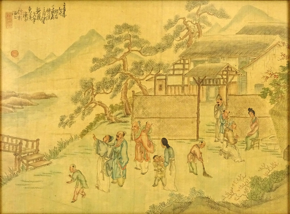 Collection of Twelve (12) 20th Century Chinese Watercolors on Silk.